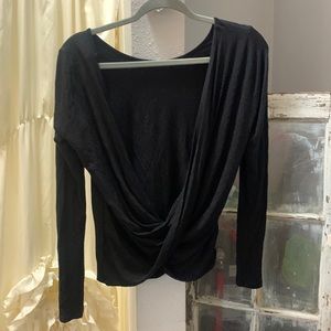 Lulus sexy black open back long sleeve top. Womens size small. Stretch material.